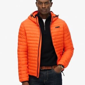 Superdry Men's Bright Orange Puffer Jacket